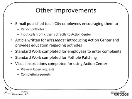 pothole kaizen other improvements